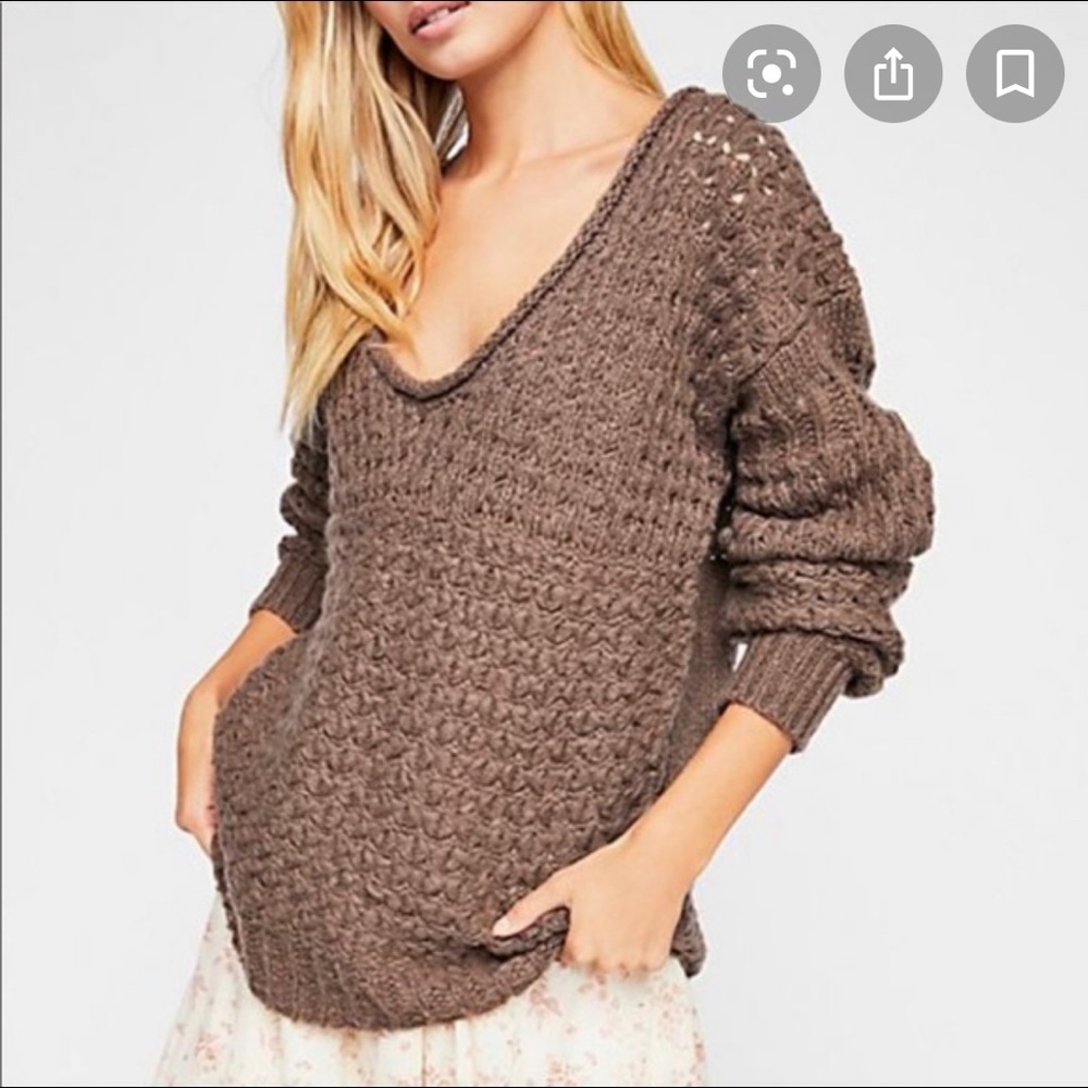 Free People Chunky Knit Sweater Taupe, size small